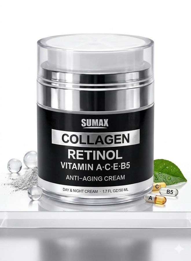 SUMAX Anti Aging Face Moisturizer with Collagen, Retinol, Vitamins & Hyaluronic acid. Moisturizing Face Cream for Women & Men. Day and Night Skin Care for Smoother Looking Skin. Collagen & Retinol Cream - Image 5