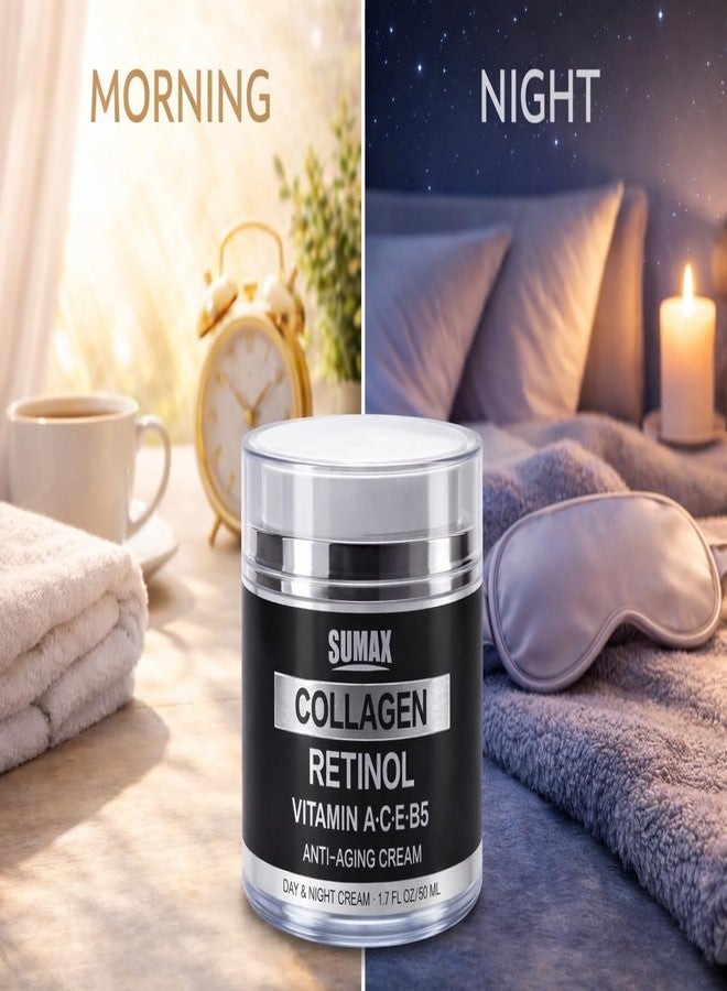 SUMAX Anti Aging Face Moisturizer with Collagen, Retinol, Vitamins & Hyaluronic acid. Moisturizing Face Cream for Women & Men. Day and Night Skin Care for Smoother Looking Skin. Collagen & Retinol Cream - Image 2