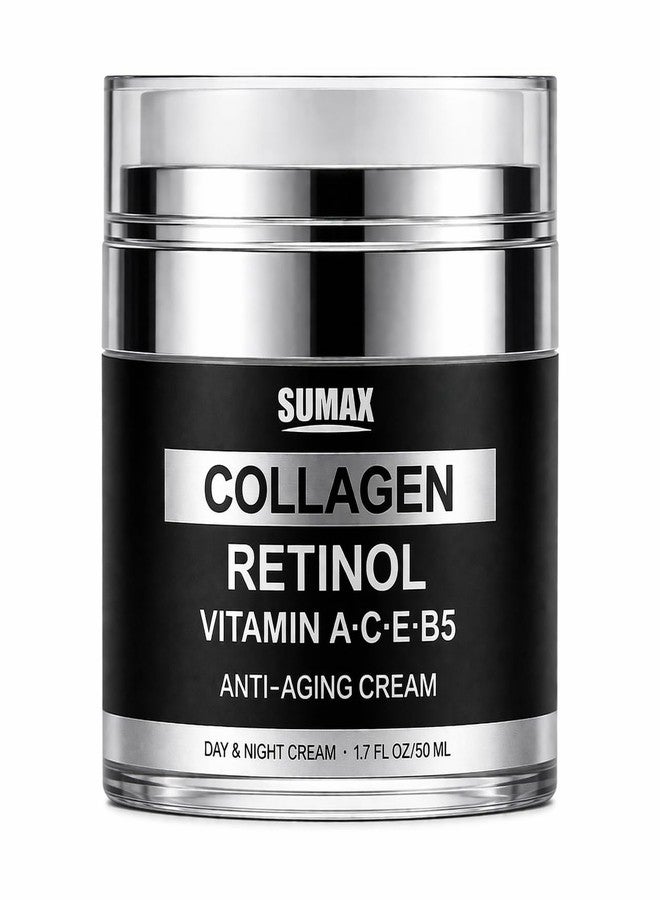SUMAX Anti Aging Face Moisturizer with Collagen, Retinol, Vitamins & Hyaluronic acid. Moisturizing Face Cream for Women & Men. Day and Night Skin Care for Smoother Looking Skin. Collagen & Retinol Cream - Image 1