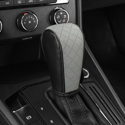 QKYS Leather Car Gear Shift Knob Cover Upgraded AntiSlip Design Stick Shift Knob Cover Universal Durable Car Decorative Accessories Shifter Stick Protector Suitable for CarsTrucksSUVs Dark Gy - Image 1
