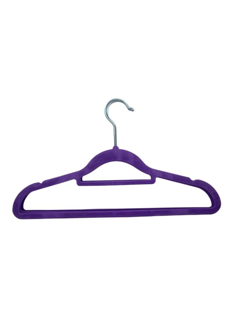 Set of 10 Non-Slip Velvet Clothes Hangers - Purple - Image 2