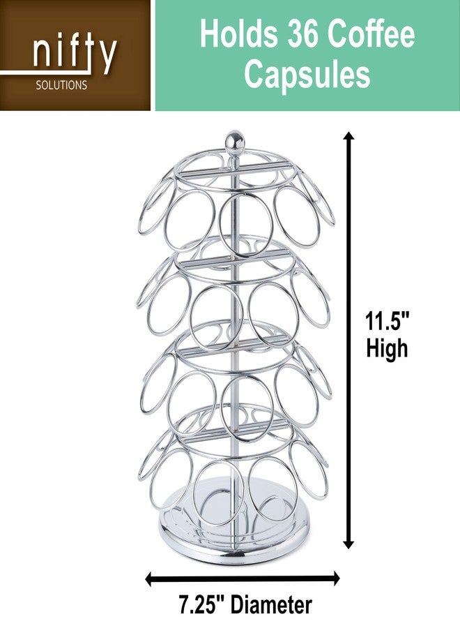 Nifty Solutions Nifty K Cup Holder – Compatible with K-Cups, Coffee Pod Carousel | 36 K Cup Holder, Spins 360-Degrees, Lazy Susan Platform, Modern Chrome Design, Home or Office Kitchen Counter Organizer - Image 3