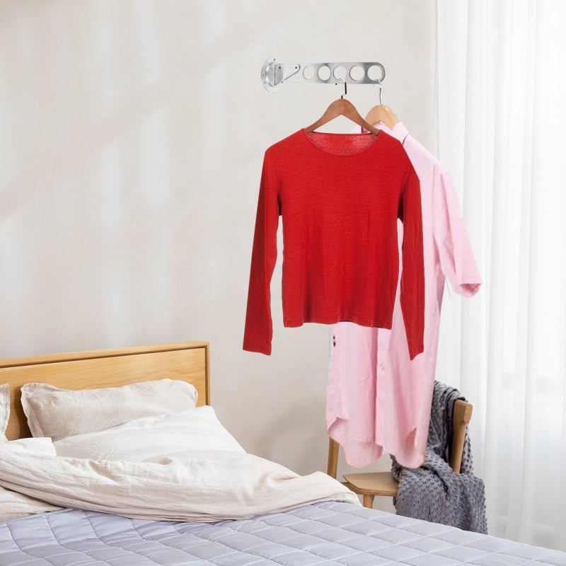 Wall Clothes Rack Closet Clothes Folding Hanger Rack Wall Mounted Clothing Rack - Image 2