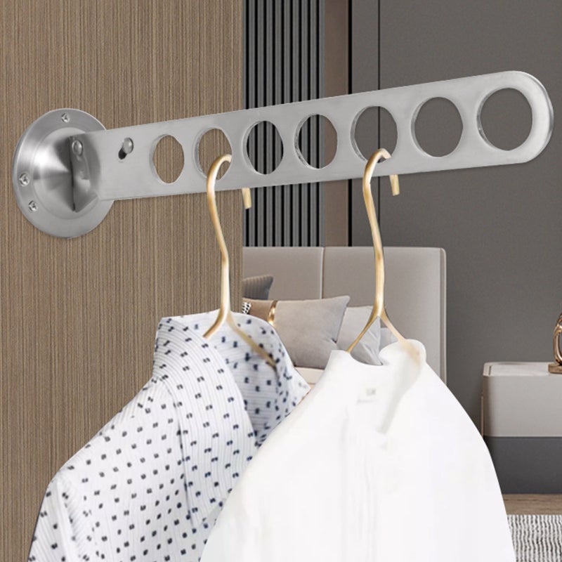 Wall Clothes Rack Closet Clothes Folding Hanger Rack Wall Mounted Clothing Rack - Image 4