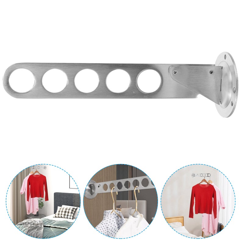 Wall Clothes Rack Closet Clothes Folding Hanger Rack Wall Mounted Clothing Rack - Image 5