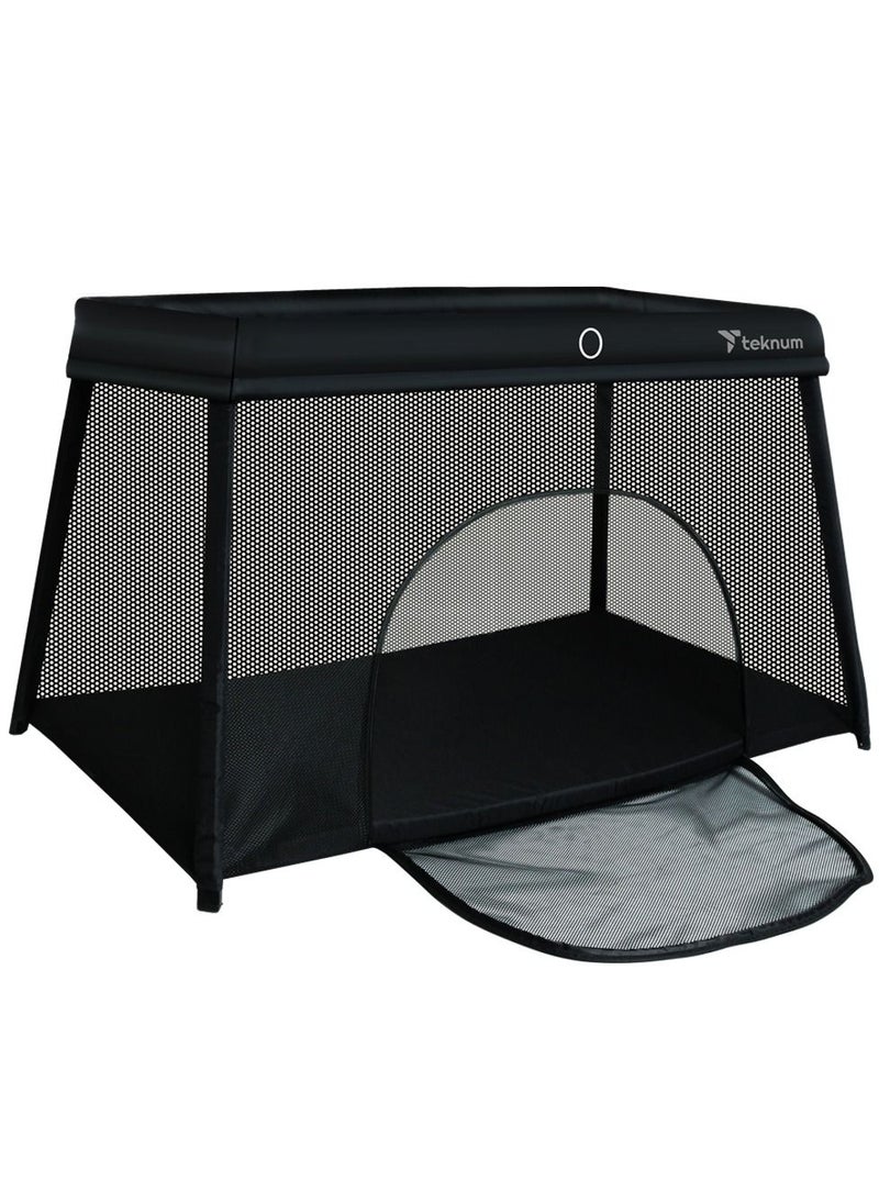 TEKNUM Portable Quick fold Playard, Cot With Zipper Door and Carry Bag - Midnight Black  - Image 3