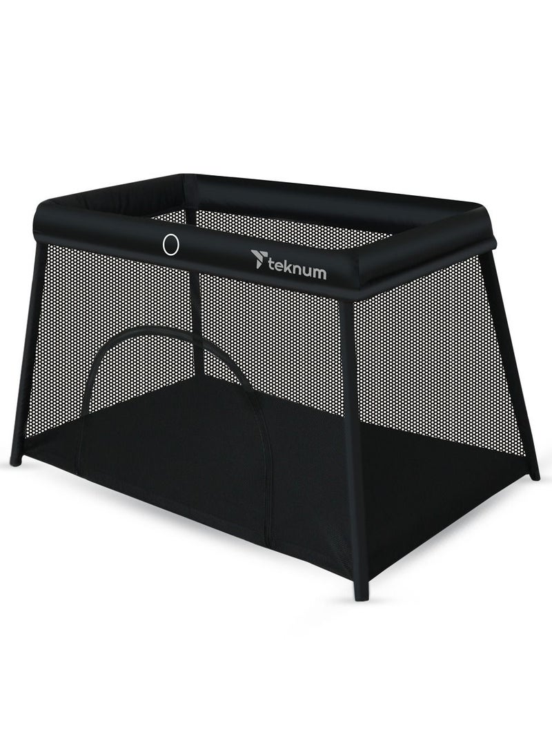 TEKNUM Portable Quick fold Playard, Cot With Zipper Door and Carry Bag - Midnight Black  - Image 1