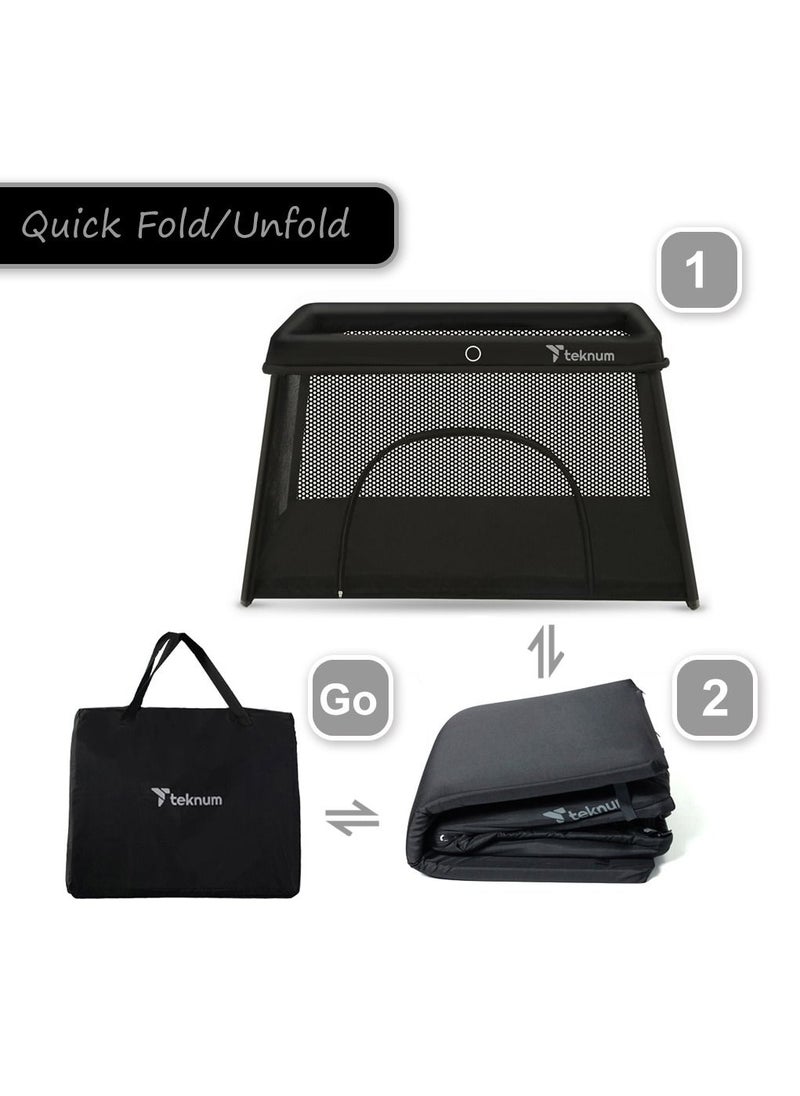 TEKNUM Portable Quick fold Playard, Cot With Zipper Door and Carry Bag - Midnight Black  - Image 4