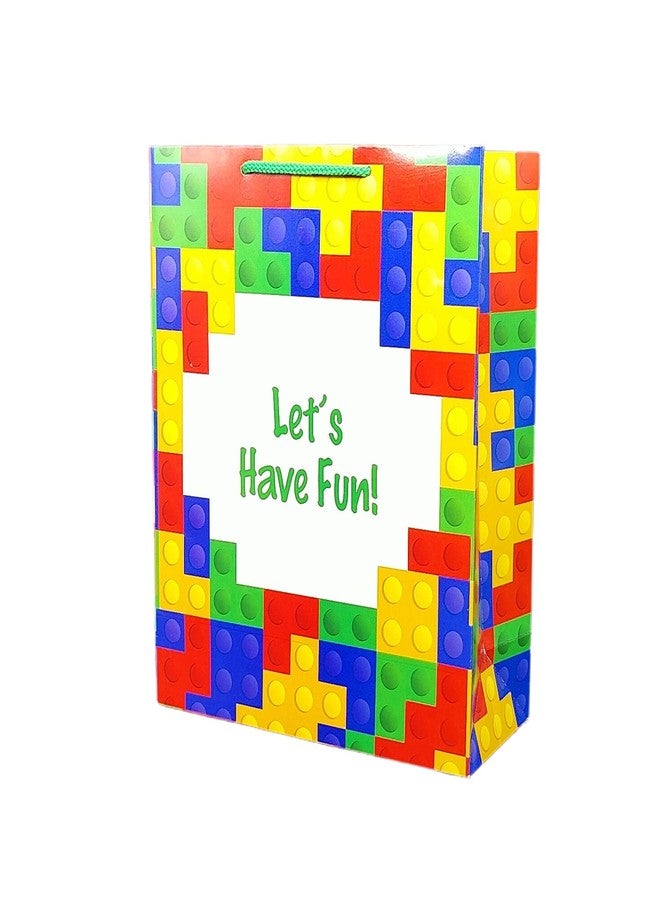 TASCHE حقيبة ورقية بتصميم ليغو من TASCHE، مثالية لهدايا التذكار، والهدايا الصغيرة، وحفلات الزفاف، وأعياد الميلاد، وهدايا الأعياد (مقاس 12 × 9.5 × 4 بوصة | عبوة من 8 قطع)، متعددة الاستخدامات - Image 2