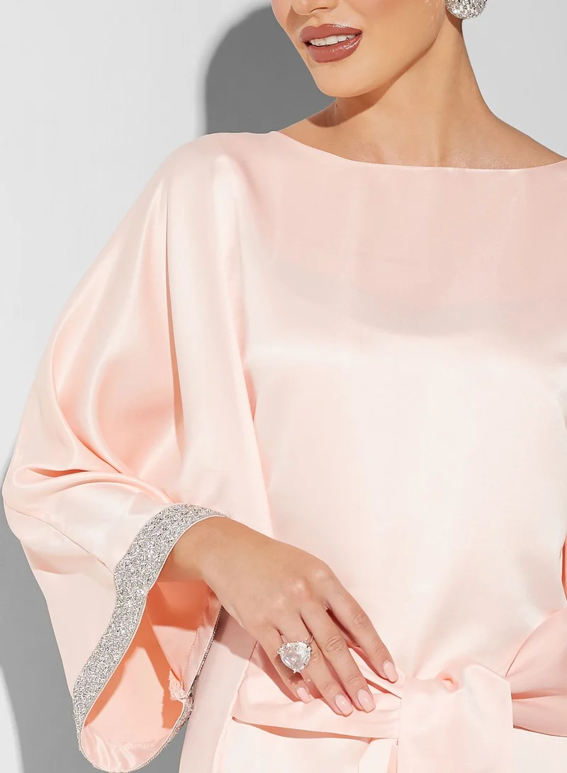 Golden Apple Tie Detail Cape Sleeve Dress