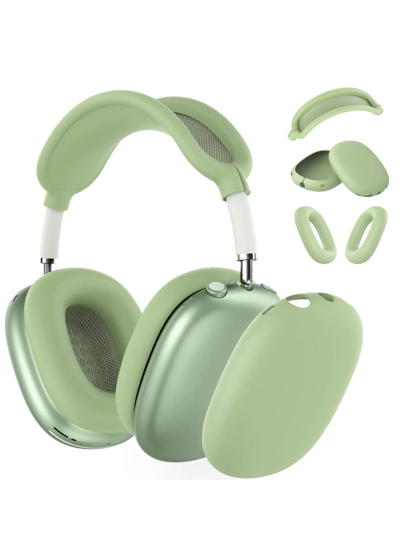 Generic - Silicone Cases Suitable for Apple AirPods Max 3-in-1 Headphones Anti-Scratch Ear Cups Cover Headband Cover and Ear Pad Protector Case Skin Accessories (Green) - Image 1