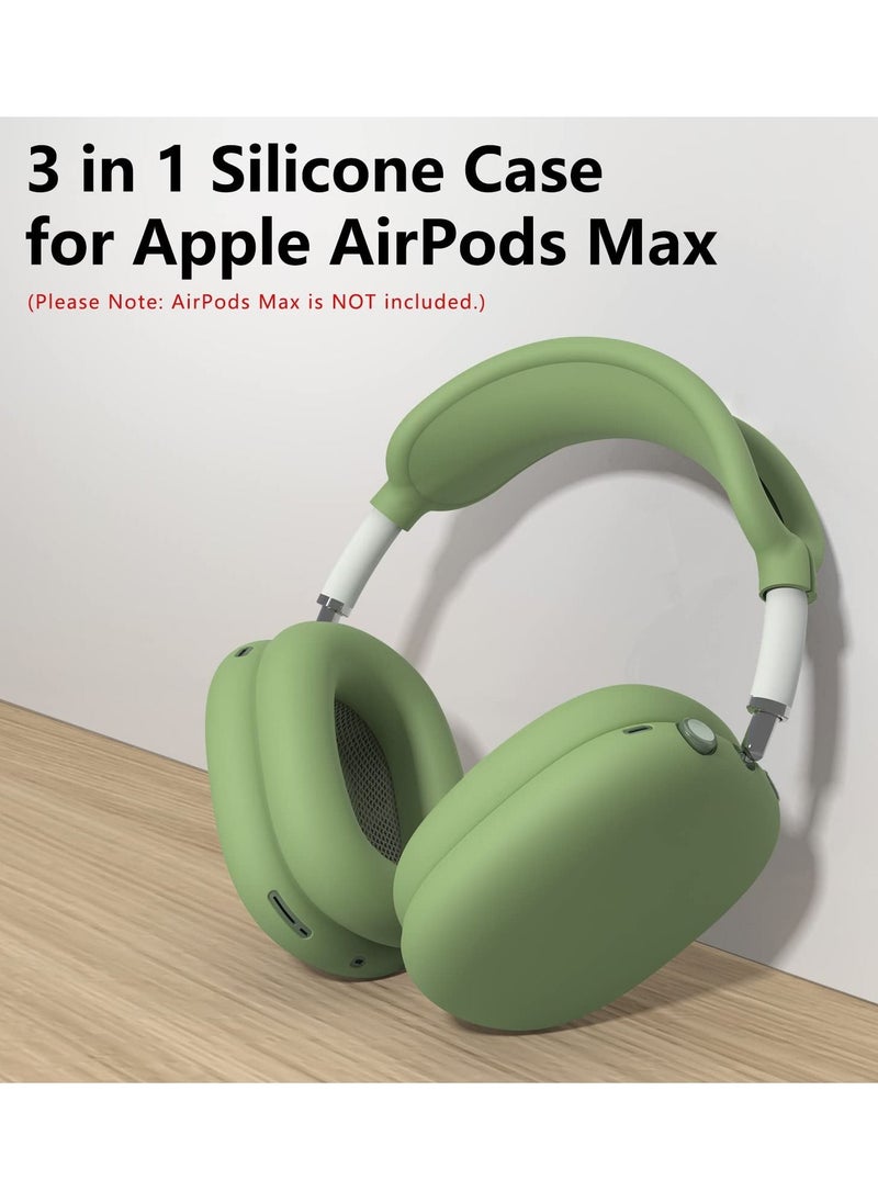Generic - Silicone Cases Suitable for Apple AirPods Max 3-in-1 Headphones Anti-Scratch Ear Cups Cover Headband Cover and Ear Pad Protector Case Skin Accessories (Green) - Image 1
