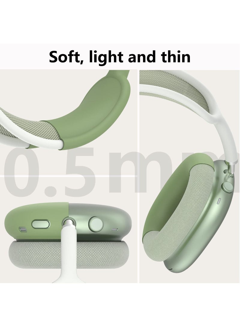 Generic - Silicone Cases Suitable for Apple AirPods Max 3-in-1 Headphones Anti-Scratch Ear Cups Cover Headband Cover and Ear Pad Protector Case Skin Accessories (Green) - Image 1