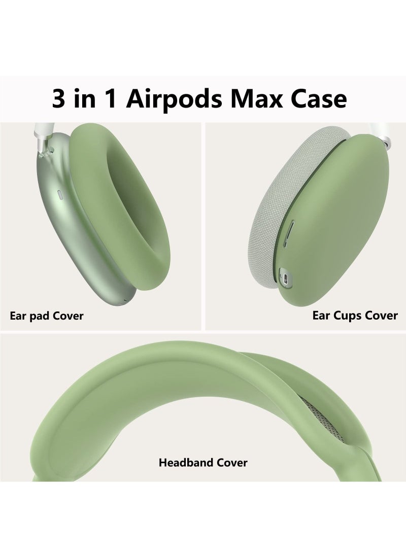 Generic - Silicone Cases Suitable for Apple AirPods Max 3-in-1 Headphones Anti-Scratch Ear Cups Cover Headband Cover and Ear Pad Protector Case Skin Accessories (Green) - Image 1