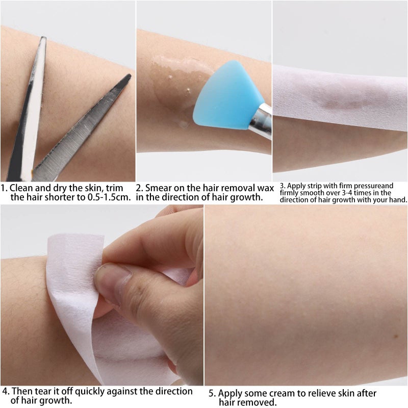 BTYMS 200 Pieces Large Non Woven Wax Strips 7.5 x 2.6 Inches Body and Facial Hair Removal Waxing Strips Soft Waxing Paper Sheets - Image 5