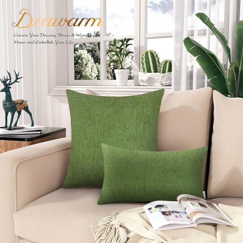 BRAWARM Throw Pillow Covers 16x16 Inches - Forest Green Chenille Pillow Covers Pack of 2, Solid Dyed Soft Chenille Pillow Cases for Couch Sofa Bed Home Decoration - Image 3