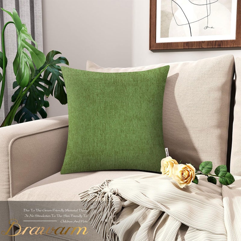 BRAWARM Throw Pillow Covers 16x16 Inches - Forest Green Chenille Pillow Covers Pack of 2, Solid Dyed Soft Chenille Pillow Cases for Couch Sofa Bed Home Decoration - Image 2