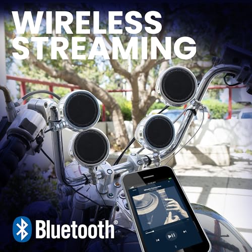 BOSS AUDIO SYSTEMS نظام الصوت BOSS MC470B مكبرات صوت دراجة نارية كاملة النطاق 3 بوصة ونظام صوت مضخم - مضخم صوت بلوتوث 2 قناة، مقاوم للعوامل الجوية، تحكم في الصوت، متوافق مع ATV UTV - Image 2