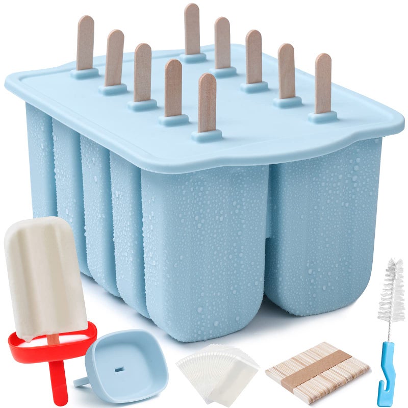 10 Cavity Large Silicone Popsicle Molds with Silicone Popsicle HoldersPopsicle Drip Catcher MEETRUE Popsicles Molds Silicone BPAFree Popsicle Maker Mold Ice Pop Mold with 50Pcs Popsicle Sticks