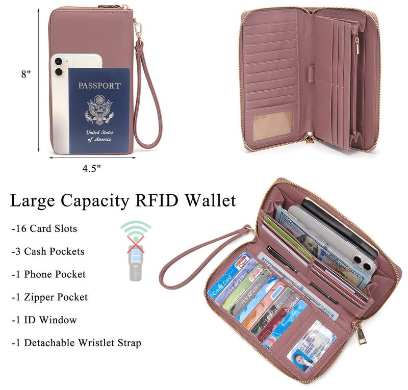Idesort Large Crossbody Bags Ladies Shoulder Handbags Purse and Wallet Set for Women Hobo Purses RosePink - Image 2