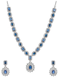 فويلا مجموعة مجوهرات VoylaSparkling Elegance باللونين الأزرق الملكي والأبيض والنحاس المطلي بالفضة  - Image 2