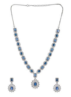 فويلا مجموعة مجوهرات VoylaSparkling Elegance باللونين الأزرق الملكي والأبيض والنحاس المطلي بالفضة  - Image 3