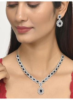 فويلا مجموعة مجوهرات VoylaSparkling Elegance باللونين الأزرق الملكي والأبيض والنحاس المطلي بالفضة  - Image 5