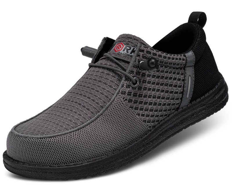 LARNMERN Slip On Steel Toe Loafers Women Work Safety Shoes Lightweight Comfortable Walking Sneakers(7.5 Women, Dark Grey) - Image 1