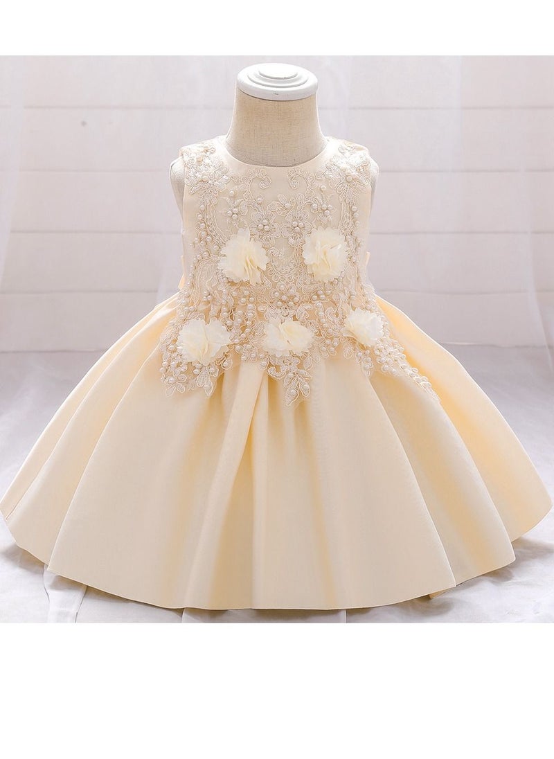 Loquat Fashionable Cute Girls Dresses Gold  - Image 1