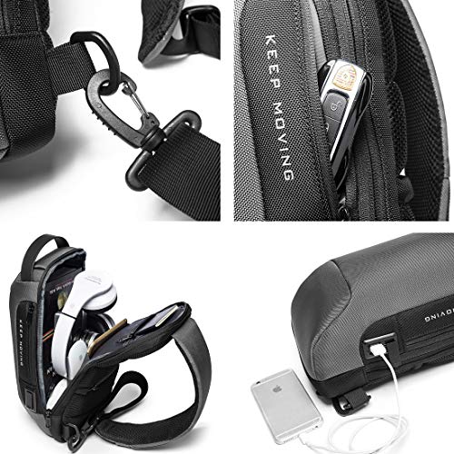 BANGE The Clownfish Men's And Women's Water & Scratch Resistant Anti Theft Sling Chest Standard Crossbody Shoulder Messenger Sling Bag With Usb Port Fits Up To 7.9 Inches Ipad (Grey), 6 l - Image 4