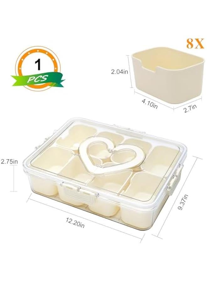 Divided Serving Tray with Lid and Handle,Snackle Box Containers with 8 Compartment,Portable Snack Serving Platters Reusable Storae Organizer for Fruits,Nuts,Candy,Party,Picnic,Veggies - Image 2