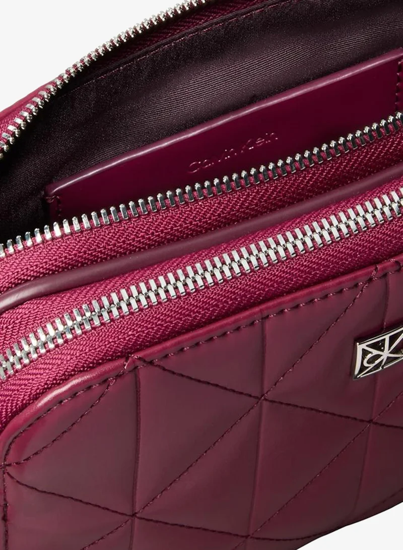 CALVIN KLEIN  Quilted Emblem Logo Double Zip Camera Bag for Women | Best Price UAE