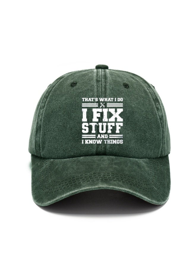 Men's Washed Baseball Cap One Size Casual Adjustable Hat with Graphic Letter Print Curved Brim for Outdoor Daily Wear - Image 1