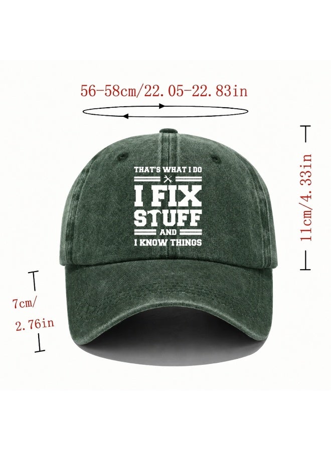 Men's Washed Baseball Cap One Size Casual Adjustable Hat with Graphic Letter Print Curved Brim for Outdoor Daily Wear - Image 2