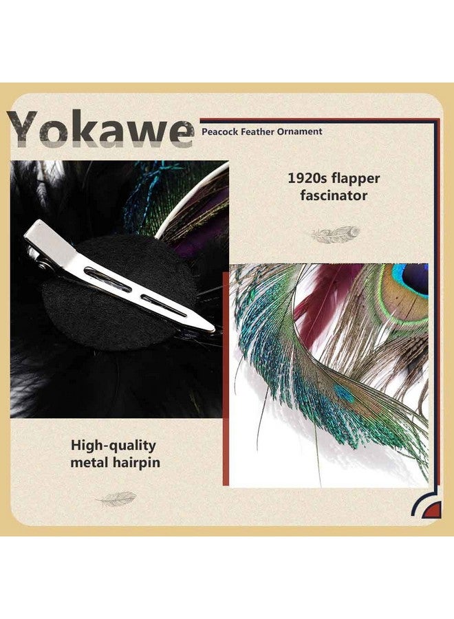 Yokawe مشبك شعر ريش الطاووس مزين بالأحجار الكريمة فاسيناتور من عشرينيات القرن الماضي لحفلات الزفاف والرقص وإكسسوارات الشعر للنساء - Image 5
