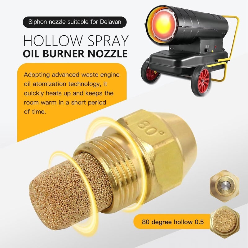 Upgraded Replacement for Delavan 5080A .50-80A Hollow Cone Oil Nozzle, .50 GPH 80 Degree Spray Nozzle for Burner by HEKUTU - Image 5