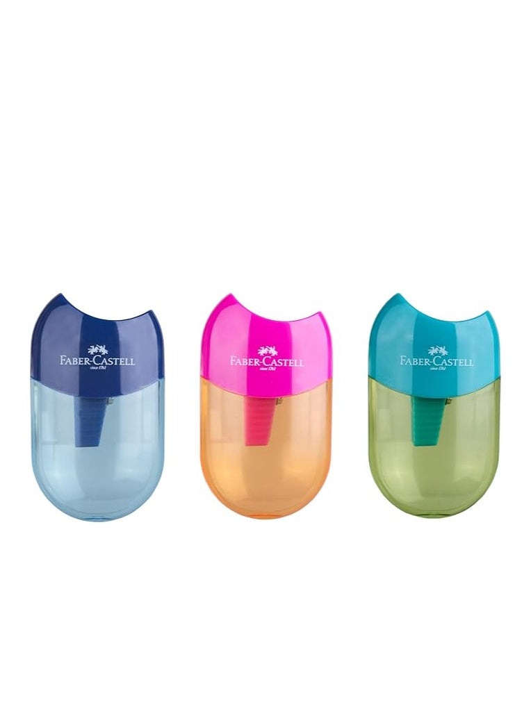FABER-CASTELL Faber-Castell Apple Sharpener Classic 12pc Assorted Colours For all popular pencil and colour pencil shapes 183515  - Image 1