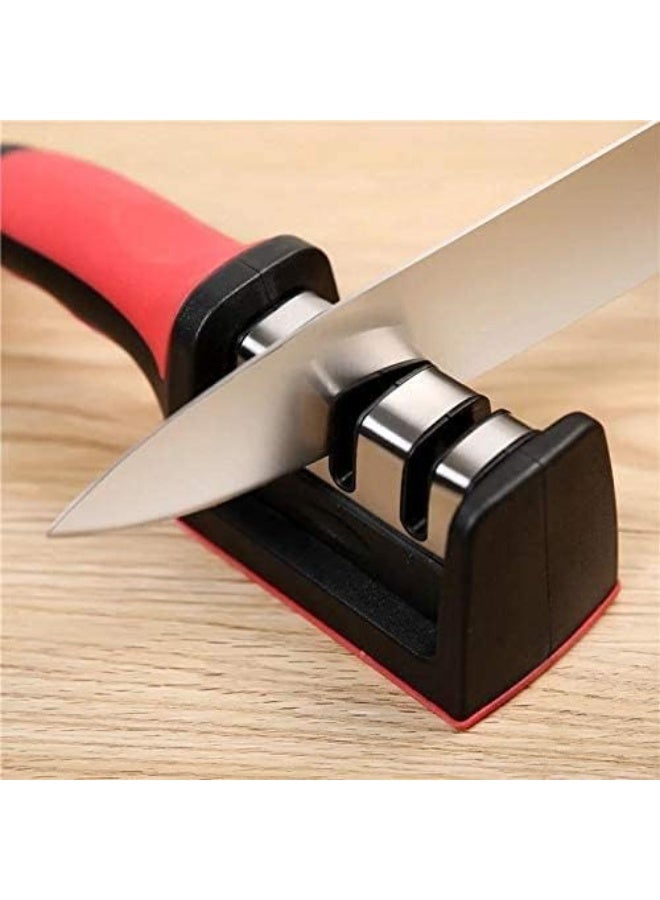 Professional 3-stage knife sharpener, tungsten steel and ceramic blade sharpening system with non-slip handle for kitchen knives and scissors - Image 4