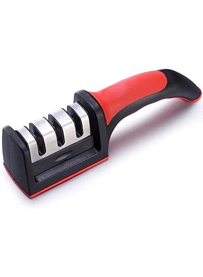 Professional 3-stage knife sharpener, tungsten steel and ceramic blade sharpening system with non-slip handle for kitchen knives and scissors - Image 1