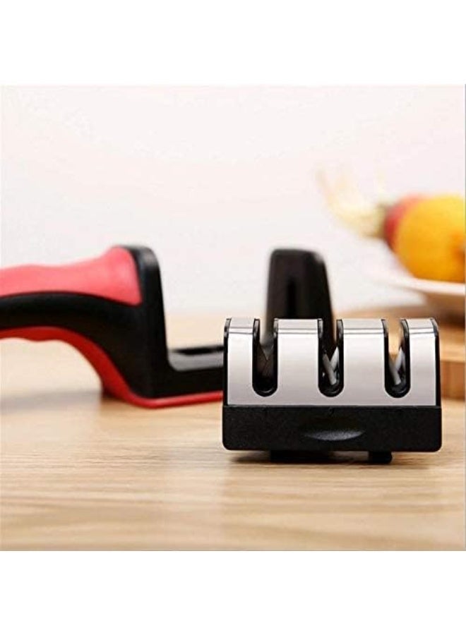 Professional 3-stage knife sharpener, tungsten steel and ceramic blade sharpening system with non-slip handle for kitchen knives and scissors - Image 3