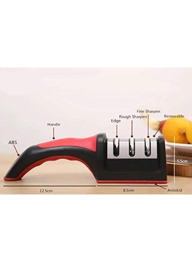 Professional 3-stage knife sharpener, tungsten steel and ceramic blade sharpening system with non-slip handle for kitchen knives and scissors - Image 2