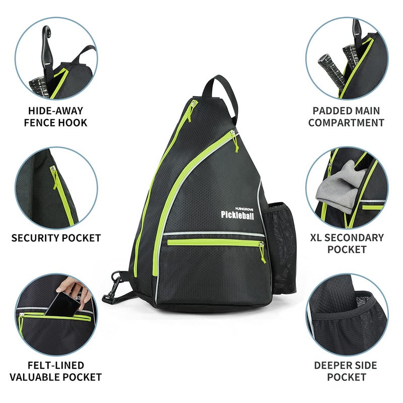 Mangrove Pickleball Bag, Men's & Women's Backpack, Adjustable Sling Bag with Fence Hook/Upgraded Capacity/Safety Pocket/Water Bottle Holder - 2020 Design Pickle Ball Paddle Bag (Green) - Image 3