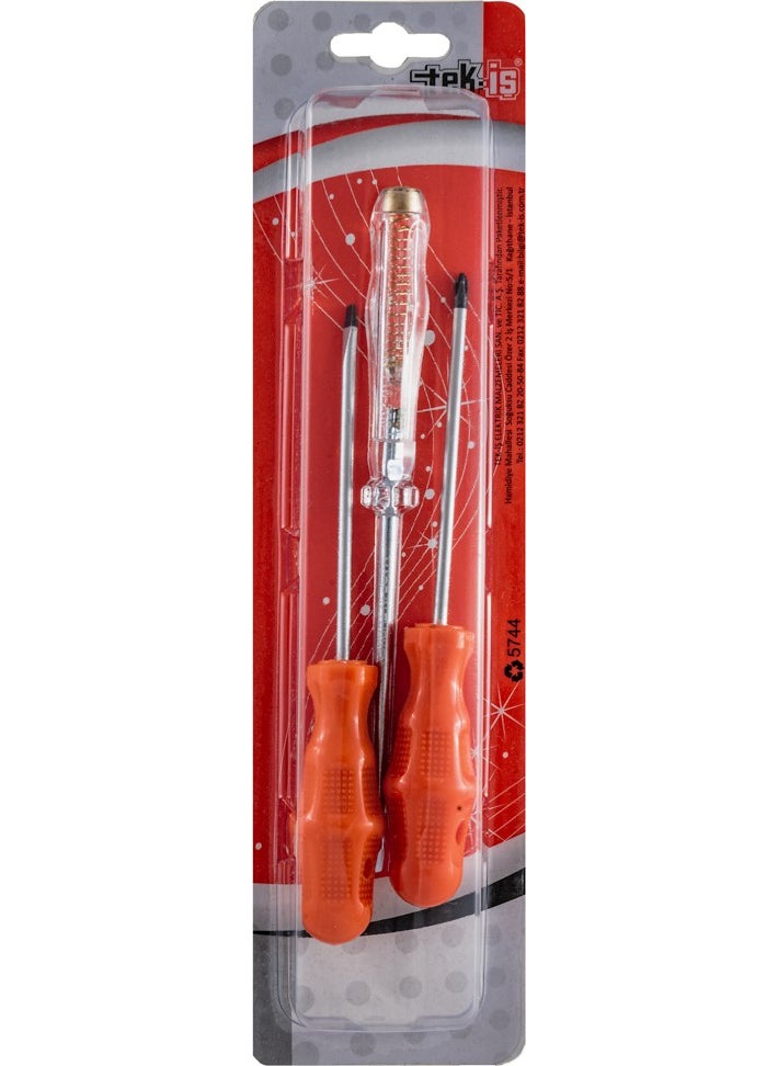 Tek-İş - Screwdriver Set of 3 Pcs 3 Pcs No:4 Phillips Screwdriver Flat Screwdriver Test Pen - Image 1