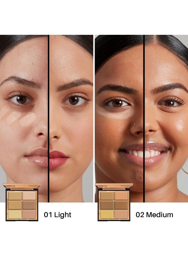 FV - 6 Colors Cream Concealer Palette Full Coverage & Long Lasting Colors Corrector Palette For Dark Circles Redness Acne With Natural Finish Cream Foundation Palette 01 Light Shade - Image 1