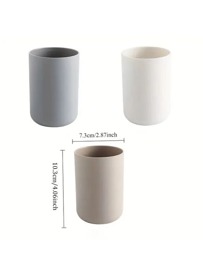 White And Brown Plastic Toothbrush Holder Cup Set Of 2 Bathroom Countertop Organizer - Image 4