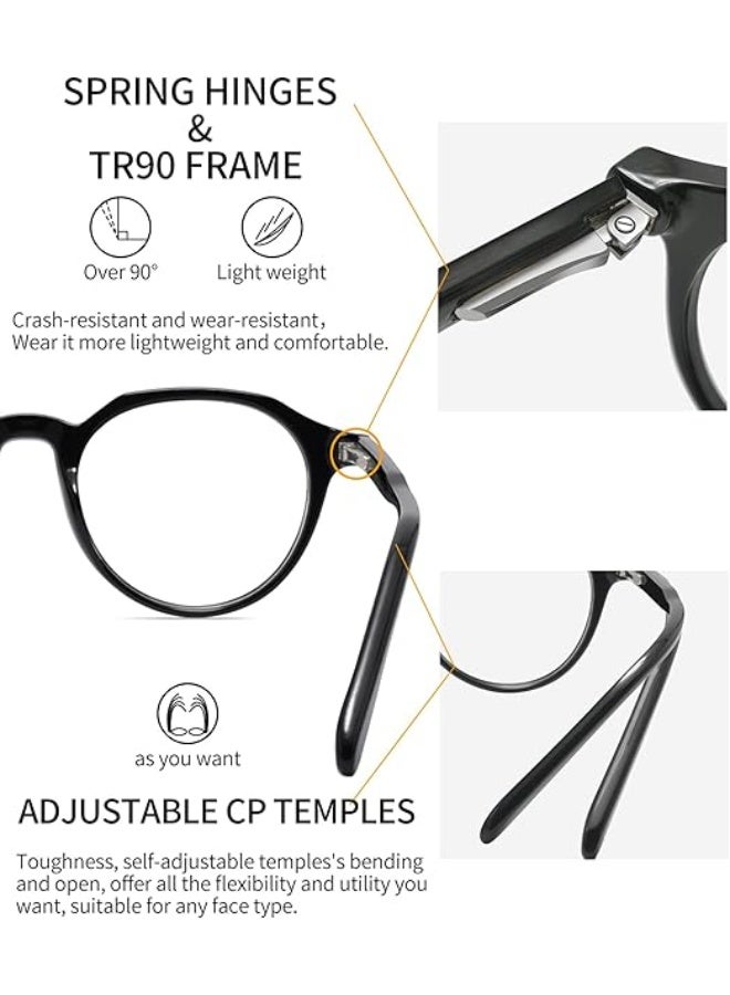 Joopin Blue Light Glasses for Men Women, Round Clear Lens Blue Light Blocking Glasses Anti Eye Strain Computer Gaming TV - Image 3