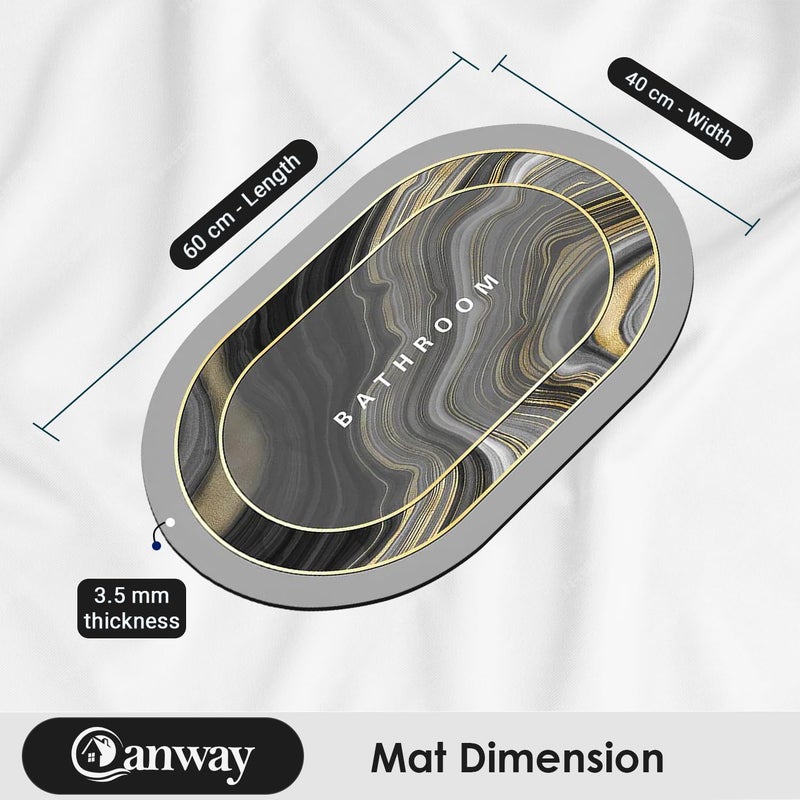 CANWAY® 2 Pieces 3.5mm Anti-Skid Water Soaking Marble Print Door Mat, Water Absorbent Mat (60x40cm) Grey - Image 2