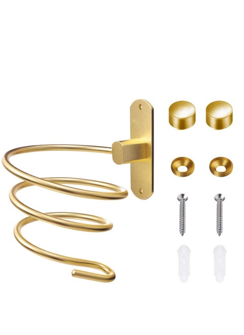 Hair Dryer Holder, 1 Pcs Gold Wall Mount Hair Dryer Stand Rack Bathroom Storage Organizer Aluminum Hairdressing Dryer Hanger, Wall Mounted Rack Stand for Bathroom Washroom Accessories Storage