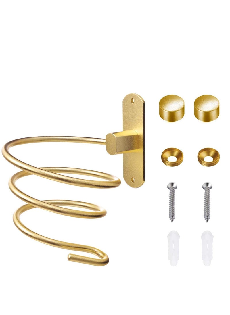 Hair Dryer Holder, 1 Pcs Gold Wall Mount Hair Dryer Stand Rack Bathroom Storage Organizer Aluminum Hairdressing Dryer Hanger, Wall Mounted Rack Stand for Bathroom Washroom Accessories Storage