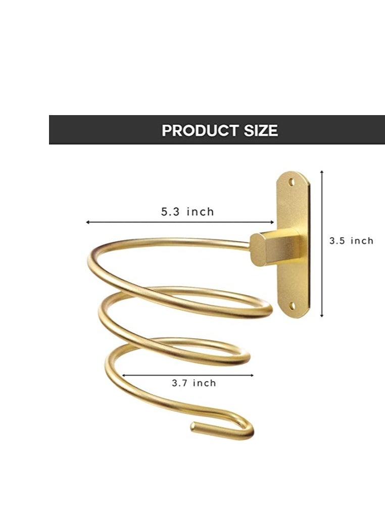 Hair Dryer Holder, 1 Pcs Gold Wall Mount Hair Dryer Stand Rack Bathroom Storage Organizer Aluminum Hairdressing Dryer Hanger, Wall Mounted Rack Stand for Bathroom Washroom Accessories Storage